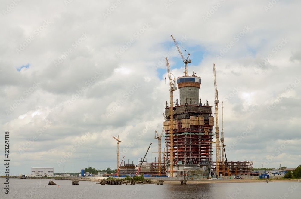 Fototapeta premium Construction of tall buildings.