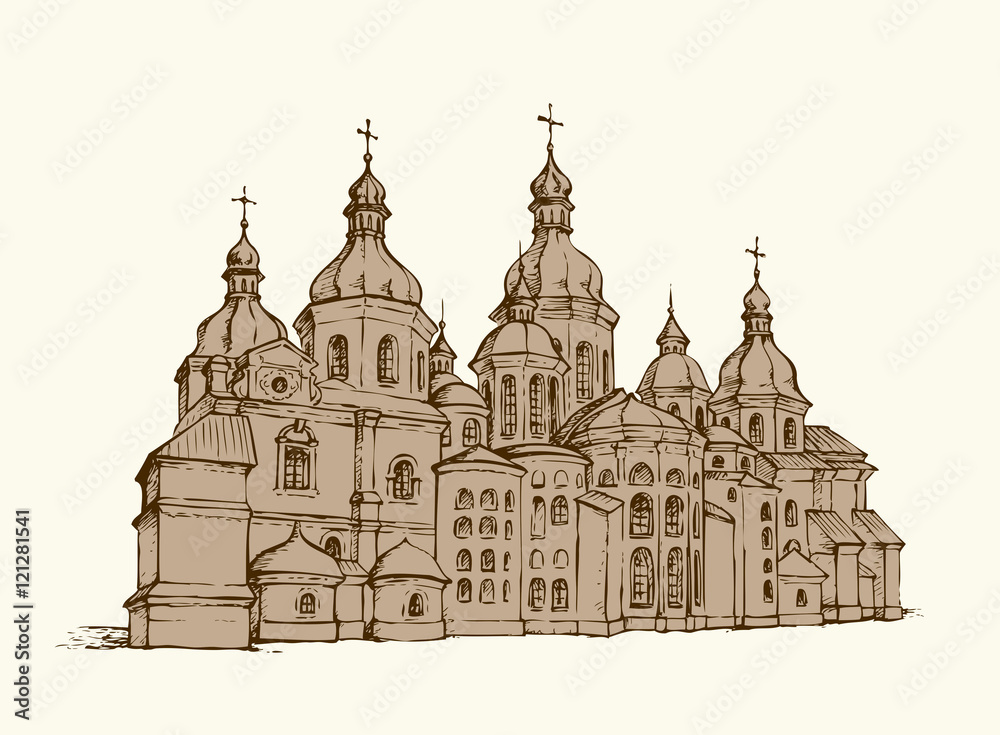 Vector Saint Sophia Cathedral in Kiev, Ukraine