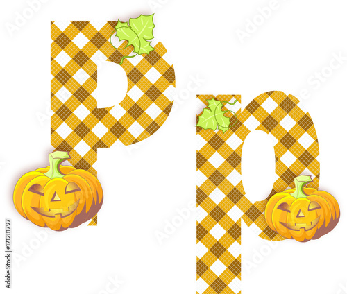 litera p, mozaika, jesień