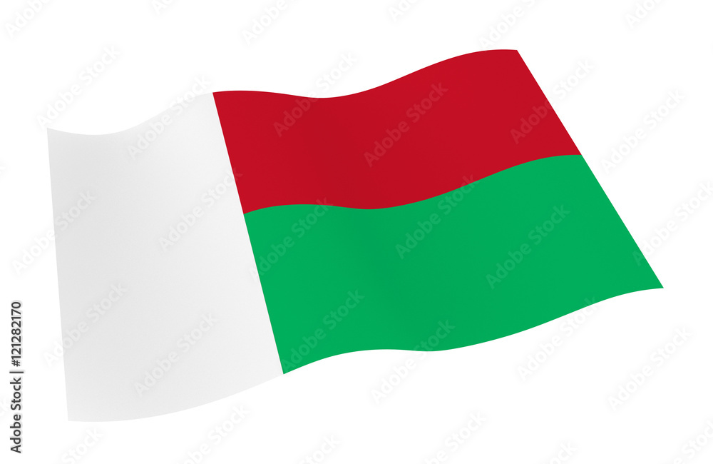 Madagascar flag isolated on white background from world flags set. 3D ...
