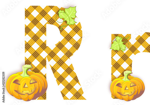 litera r, mozaika, jesień