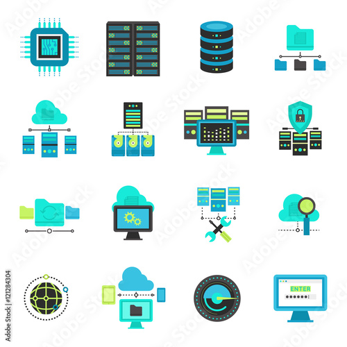 Datacenter Flat Icons Set