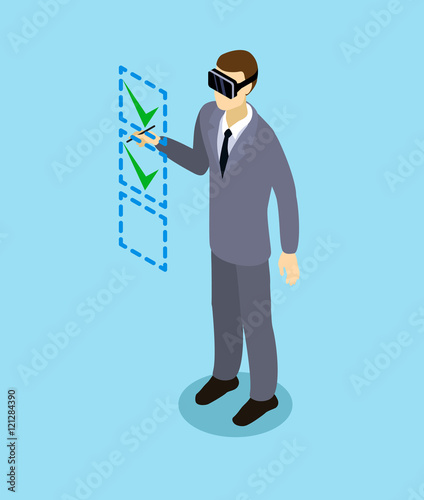 Isometric Businessman With Virtual Reality Headset