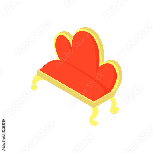 Red bench in museum icon in cartoon style isolated on white background vector illustration