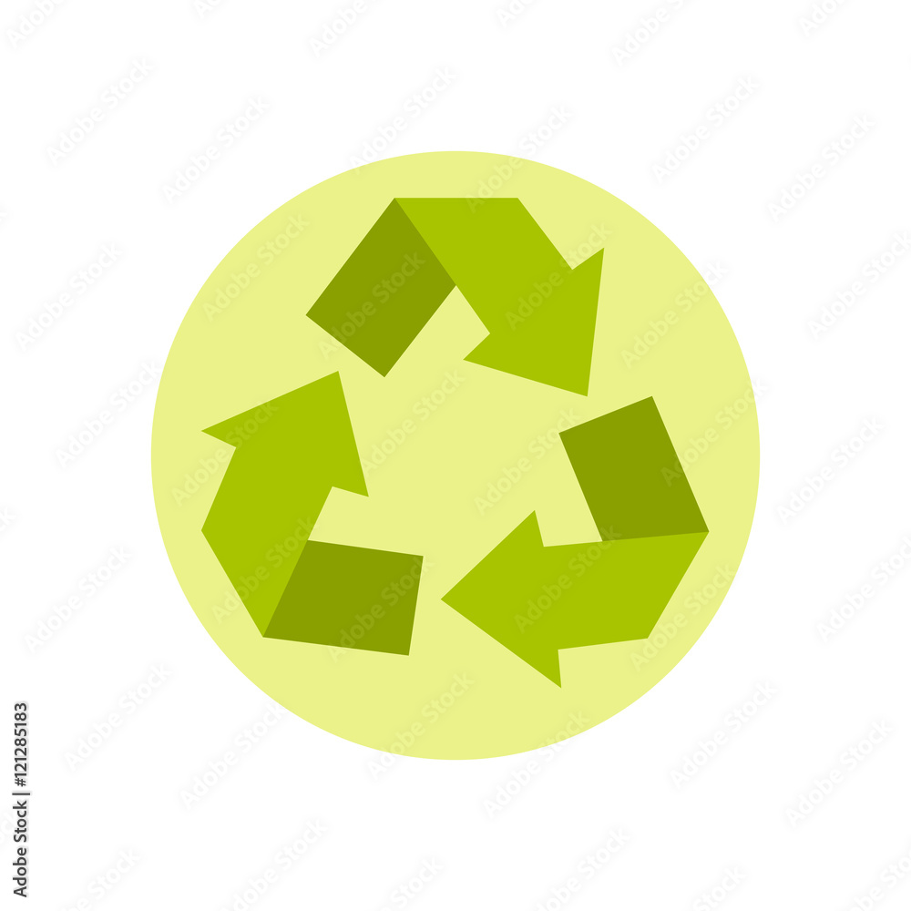 Recycling icon in flat style isolated on white background. Ecology symbol vector illustration Recycling icon in flat style isolated on white background. Ecology symbol vector illustration