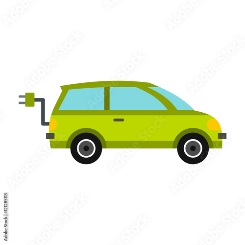Eco car icon in flat style isolated on white background. Transport symbol vector illustration © ylivdesign