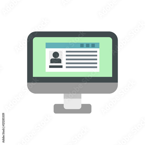 Personal profile in social networks icon in flat style isolated on white background. Page symbol vector illustration