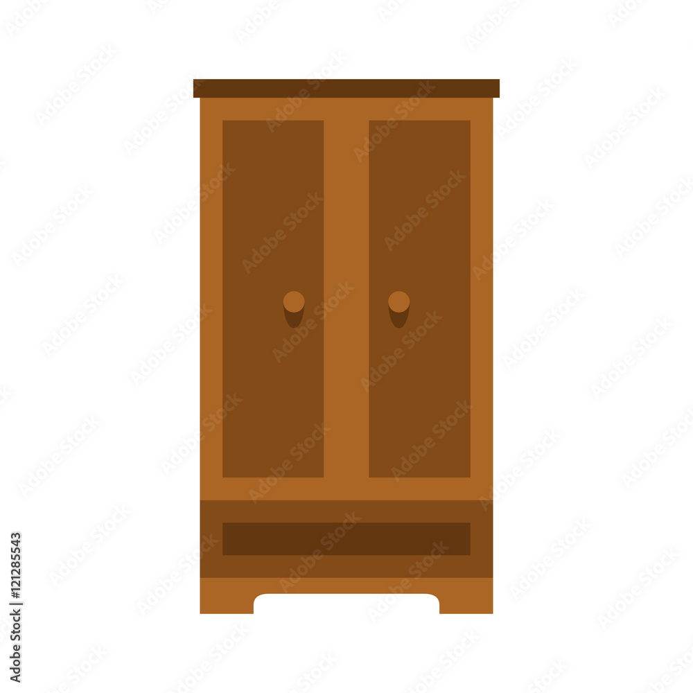 Wardrobe icon in flat style isolated on white background. Furniture symbol vector illustration Wardrobe icon in flat style isolated on white background. Furniture symbol vector illustration
