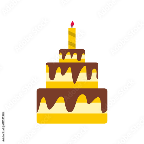 Cake icon in flat style isolated on white background. Food symbol vector illustration