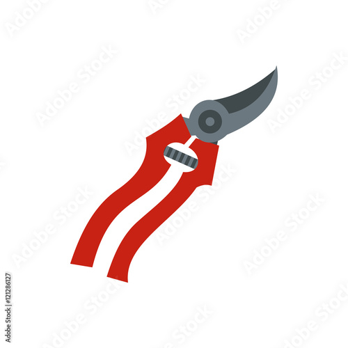 Garden shears icon in flat style isolated on white background. Tool symbol vector illustration