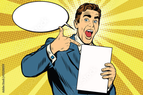 Happy male with the document or diploma