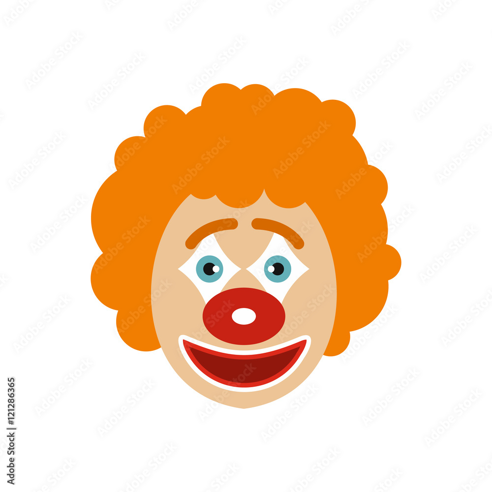Clown face icon in flat style isolated on white background. Circus symbol vector illustration Clown face icon in flat style isolated on white background. Circus symbol vector illustration