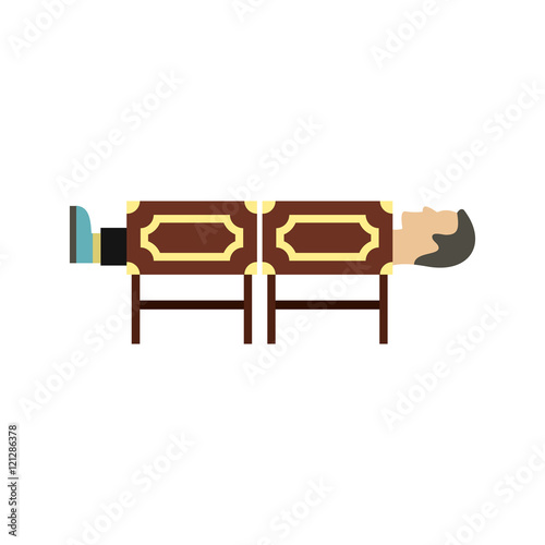 Focus cutting man in circus icon in flat style isolated on white background. Entertainment symbol vector illustration
