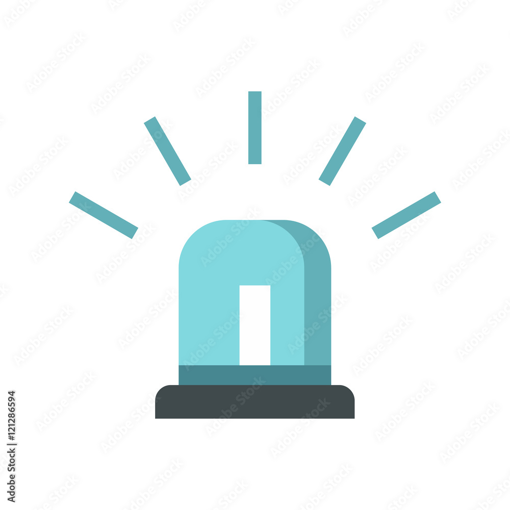 Blue police siren icon in flat style isolated on white background. Equipment symbol vector illustration Blue police siren icon in flat style isolated on white background. Equipment symbol vector illustration
