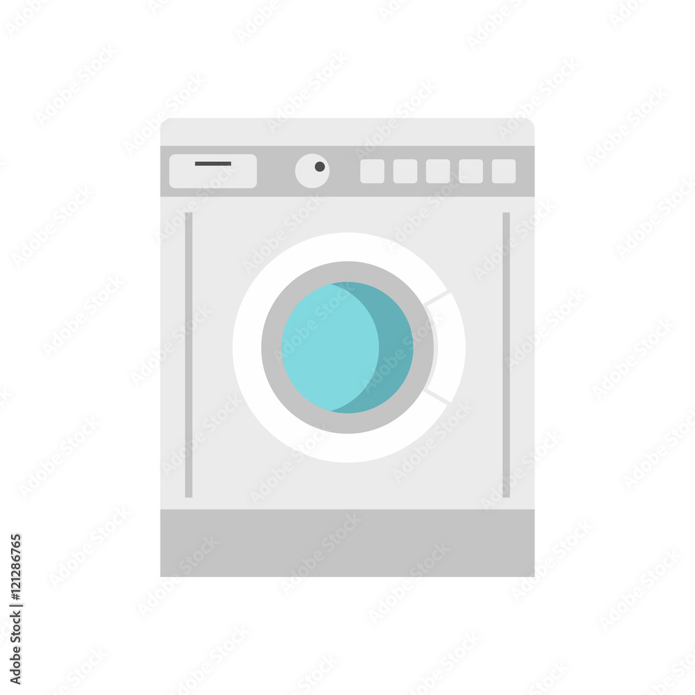Washing machine icon in flat style isolated on white background. Wash symbol vector illustration