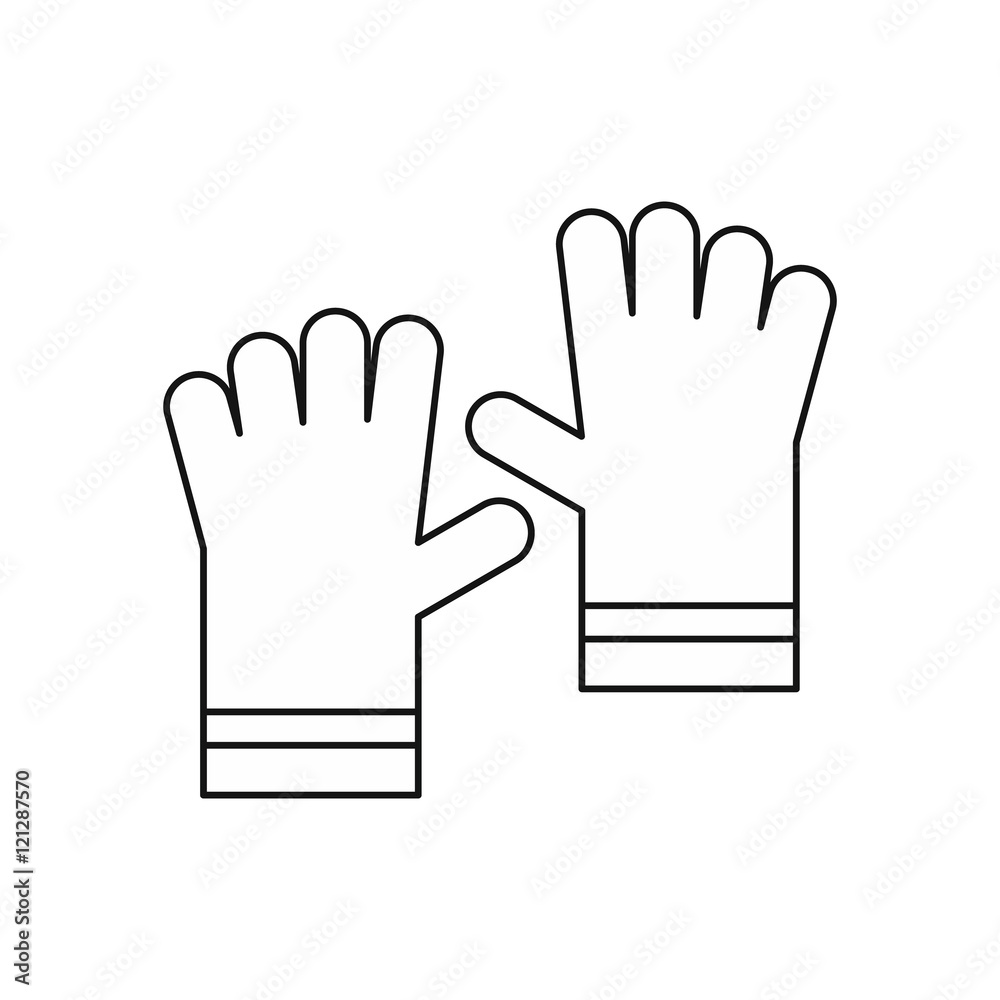 Obraz premium Garden gloves icon in outline style isolated on white background vector illustration