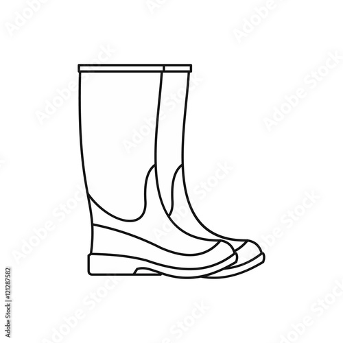 Rubber boots icon in outline style isolated on white background vector illustration