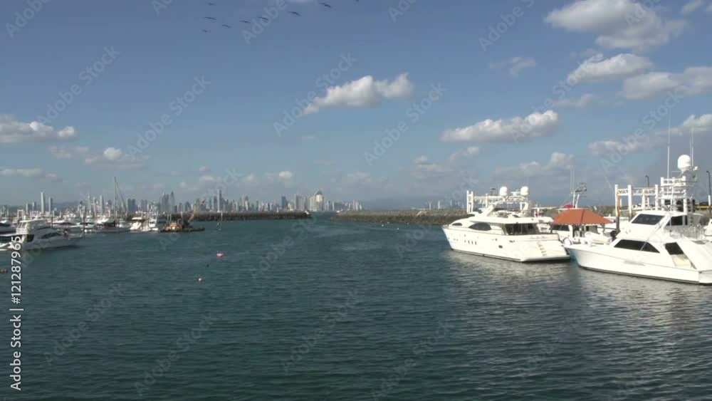 Panama city skyline view from isla flamenco Panama city skyline view from isla flamenco
