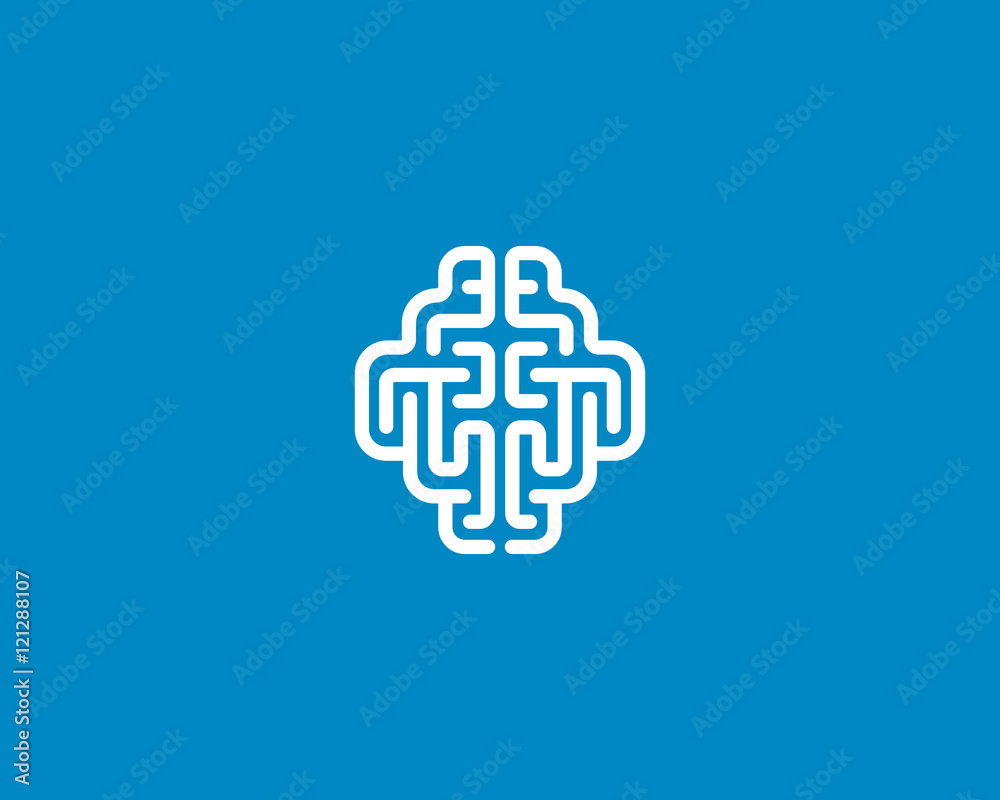 Linear brain logo generate idea design template. Color line android sign. Universal smart mind maze game vector icon. Linear brain logo generate idea design template. Color line android sign. Universal smart mind maze game vector icon.
