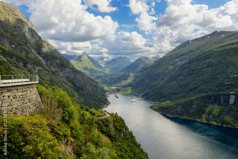 Geiranger fjord, Beautiful Nature Norway. It is a 15-kilometre (