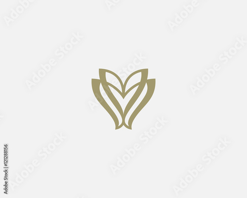 Fototapeta Naklejka Na Ścianę i Meble -  Linear flower logo icon vector design. Elegant butterfly premium symbol.