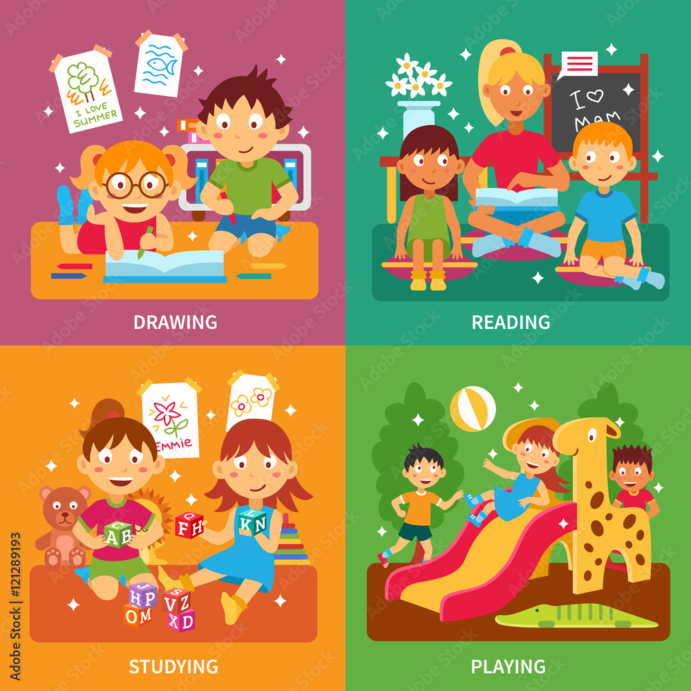 Kindergarten concept set Kindergarten concept set