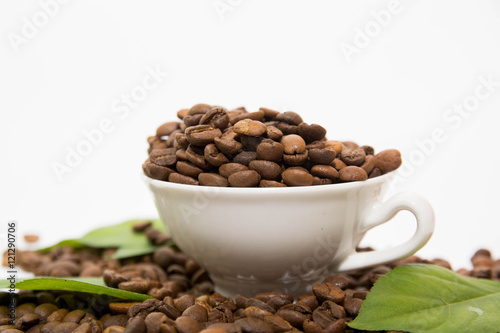 Cup with Beans on White Background