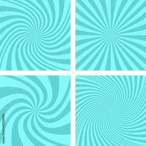 Cyan color spiral background design set