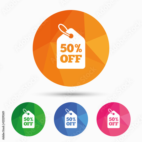 50 percent sale price tag sign icon.