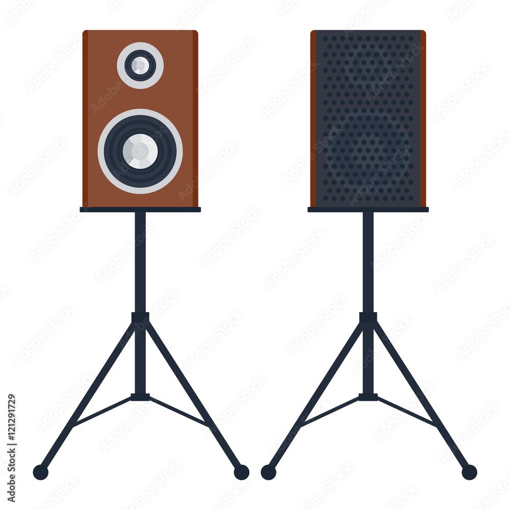 Musical columns speaker bass equipment isolated on white background ...