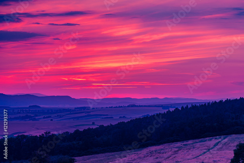 Fototapeta Naklejka Na Ścianę i Meble -  Panorama Sudetów podczas zachodu słońca