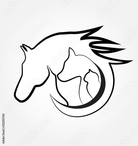 Logo horse cat and dog icon vector image