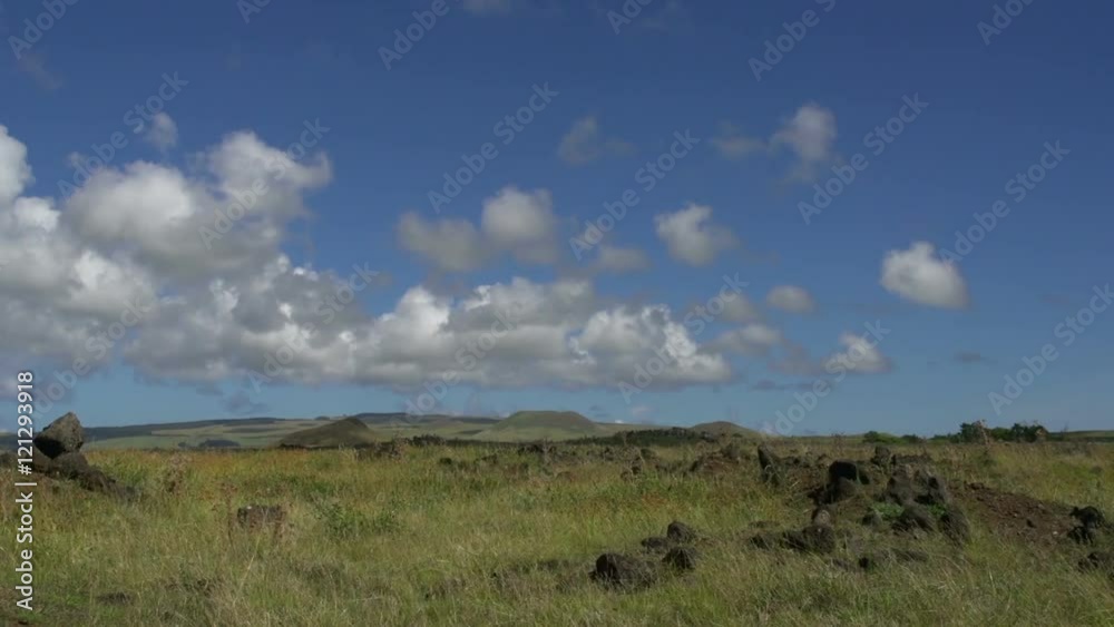 Rapa Nui, Easter Island landscape time lapse with clouds passing by Rapa Nui, Easter Island landscape time lapse with clouds passing by