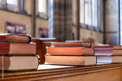 Bible and other books in church