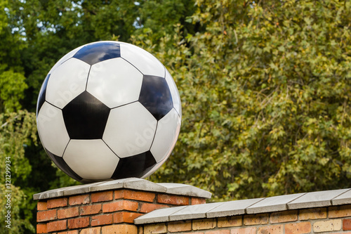 Soccer ball made of marble  decorative architectural element