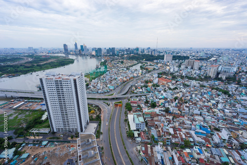 High view of downtown of Sai Gon Cityscape photo