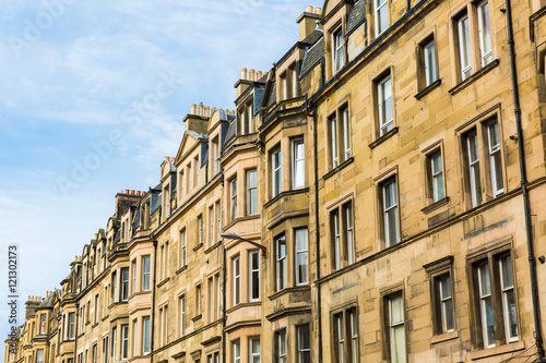 row of old city houses in Edinburgh, Scotland