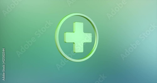 Animated Medical Cross Color 3d Icon Loop Modules for edit with alpha matte
