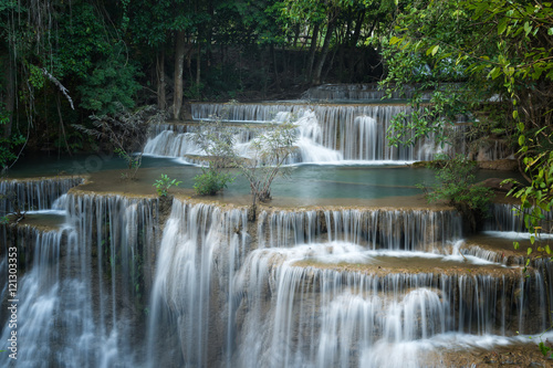 Beautiful and very nice waterfall for relaxation  Erawan waterfall loacated Kanchanaburi Province   Thailand