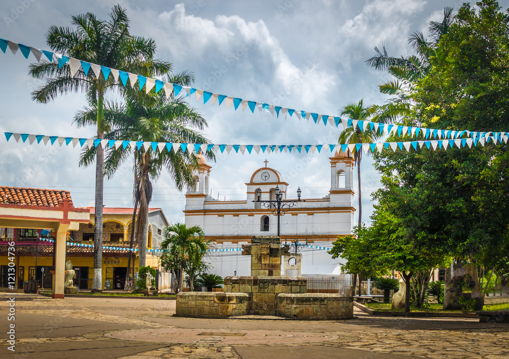 Main square of Copan Ruinas City, Honduras