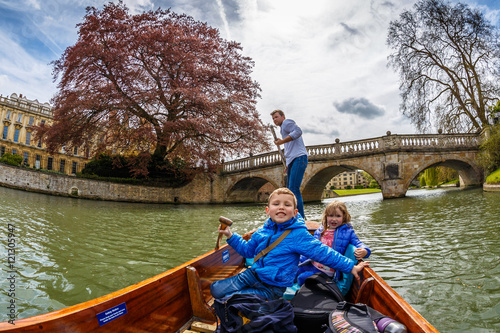 Family punting in Cambridge, England
