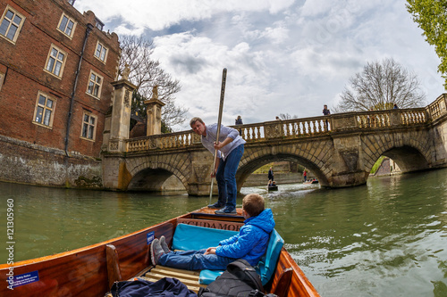 Family punting in Cambridge, England photo