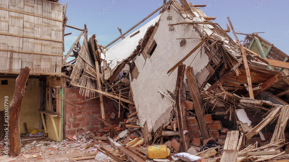 Ecuadorian Village Houses Destroyed By The Earthquake Ecuadorian Village Houses Destroyed By The Earthquake