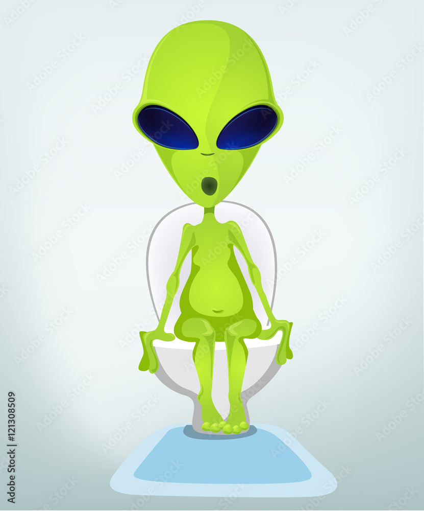 Obraz premium Funny Alien Cartoon Illustration
