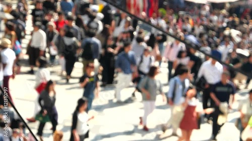 Wallpaper Mural Tokyo - May 2016: Street view with people reflecting in mirror mosaic. Harajuku, shopping area. 4K resolution blurred look. Torontodigital.ca