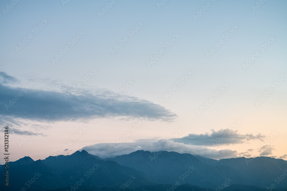 distant mountains at dusk