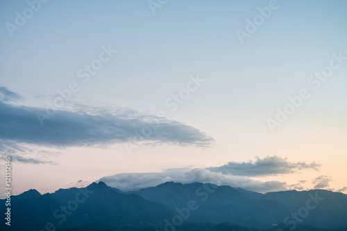 distant mountains at dusk