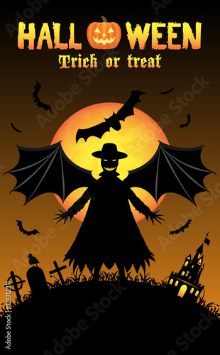vampire with halloween background