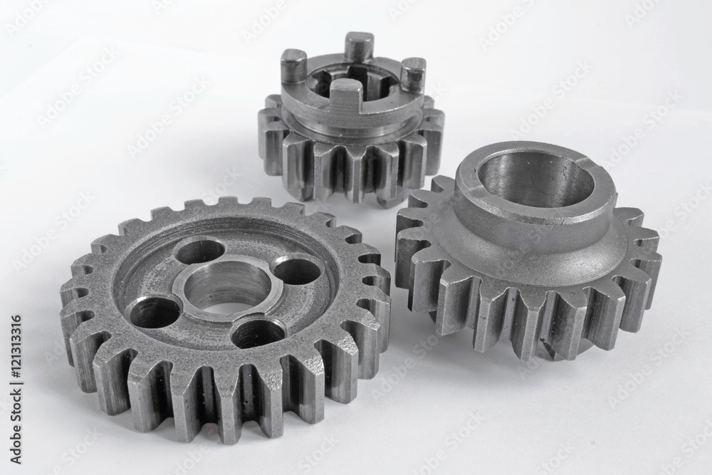 Three metal gears
