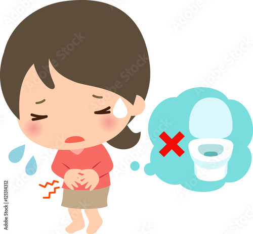便秘に苦しむ若い女性